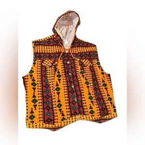 Vintage Live In‎ Color Retro Tribal Aztec Hooded Vest